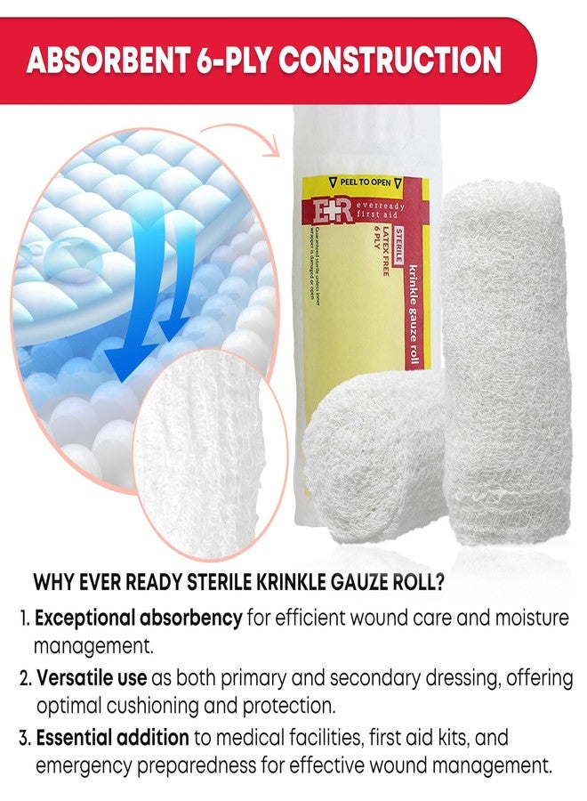 Ever Ready First Aid Sterile Krinkle Kerlix Type 4 1/2" x 4.1 Yds, Latex Free, 6 PLY, Gauze Bandage Roll - 24 Count - Image 4